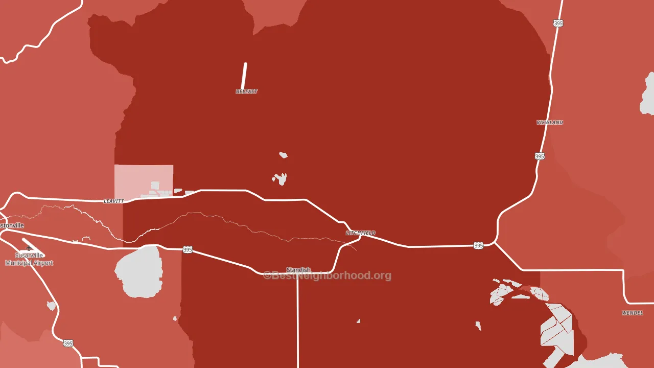 Litchfield, CA block-group political-lean map