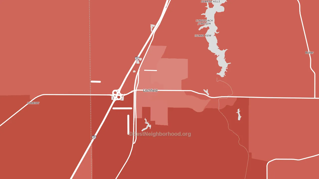 Litchfield, IL block-group political-lean map