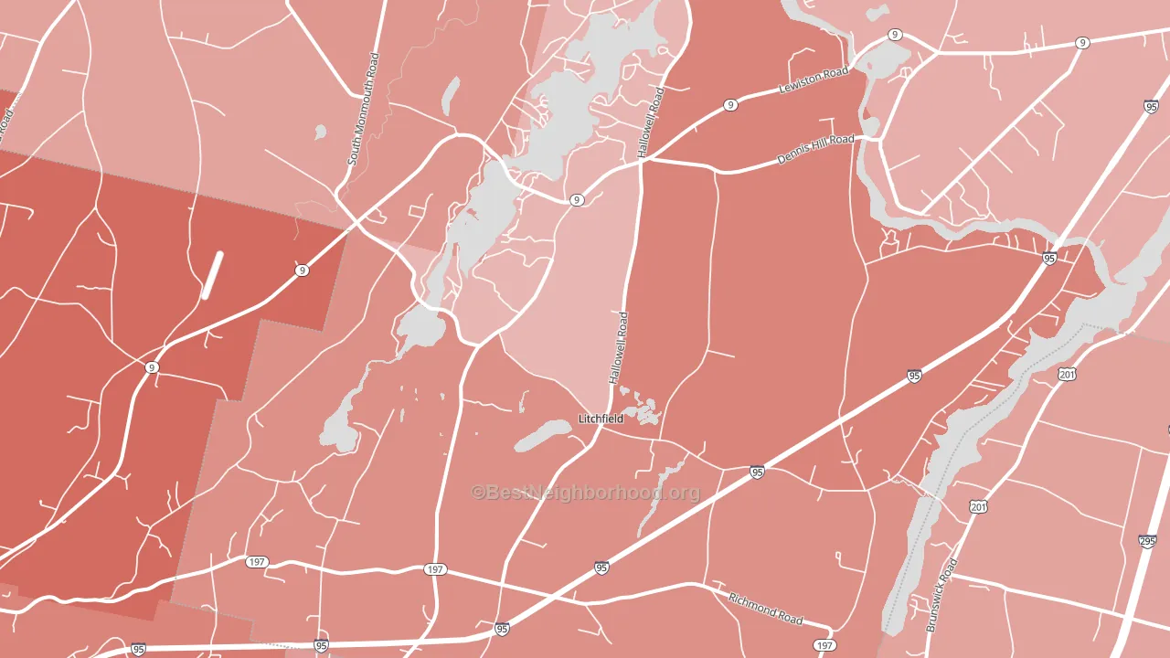 Litchfield, ME block-group political-lean map