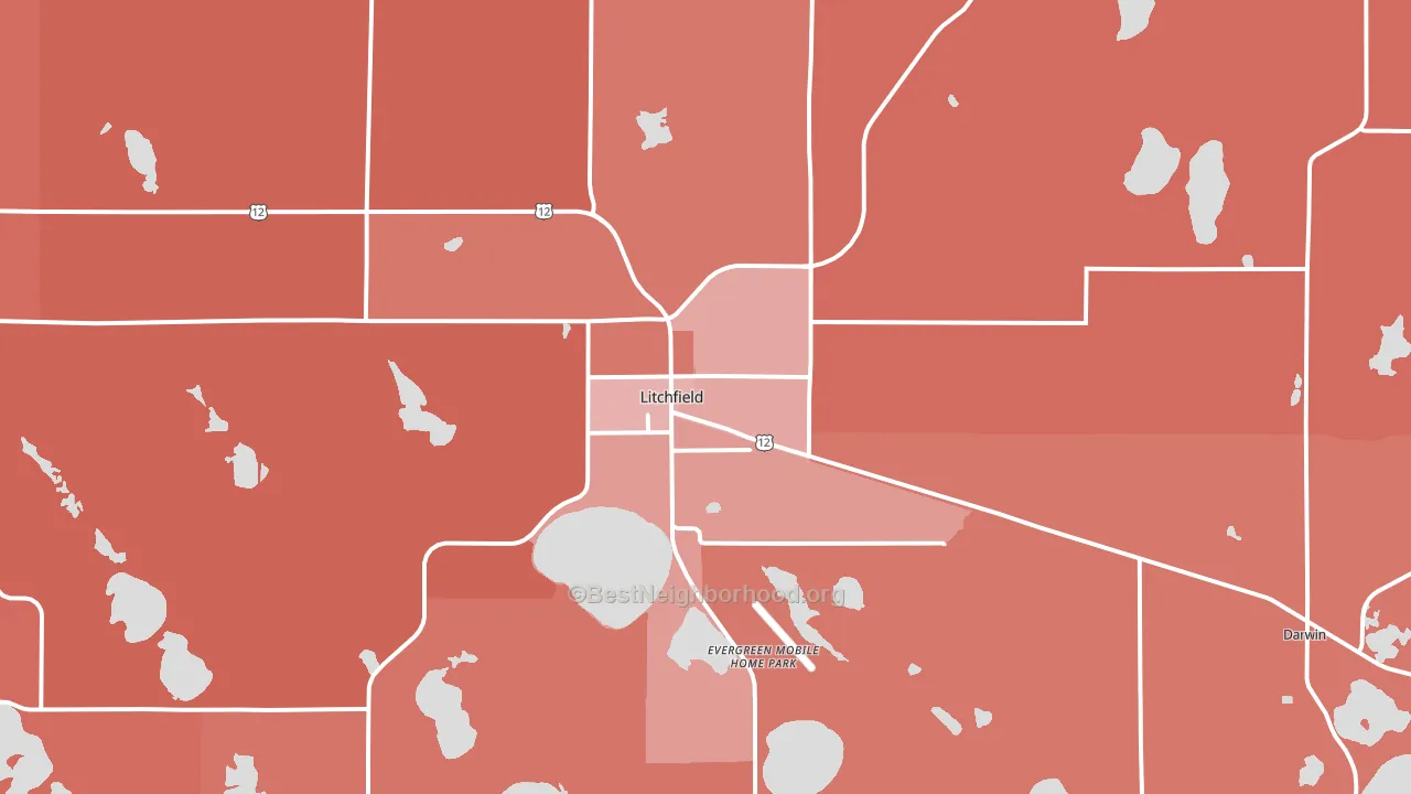 Litchfield, MN block-group political-lean map