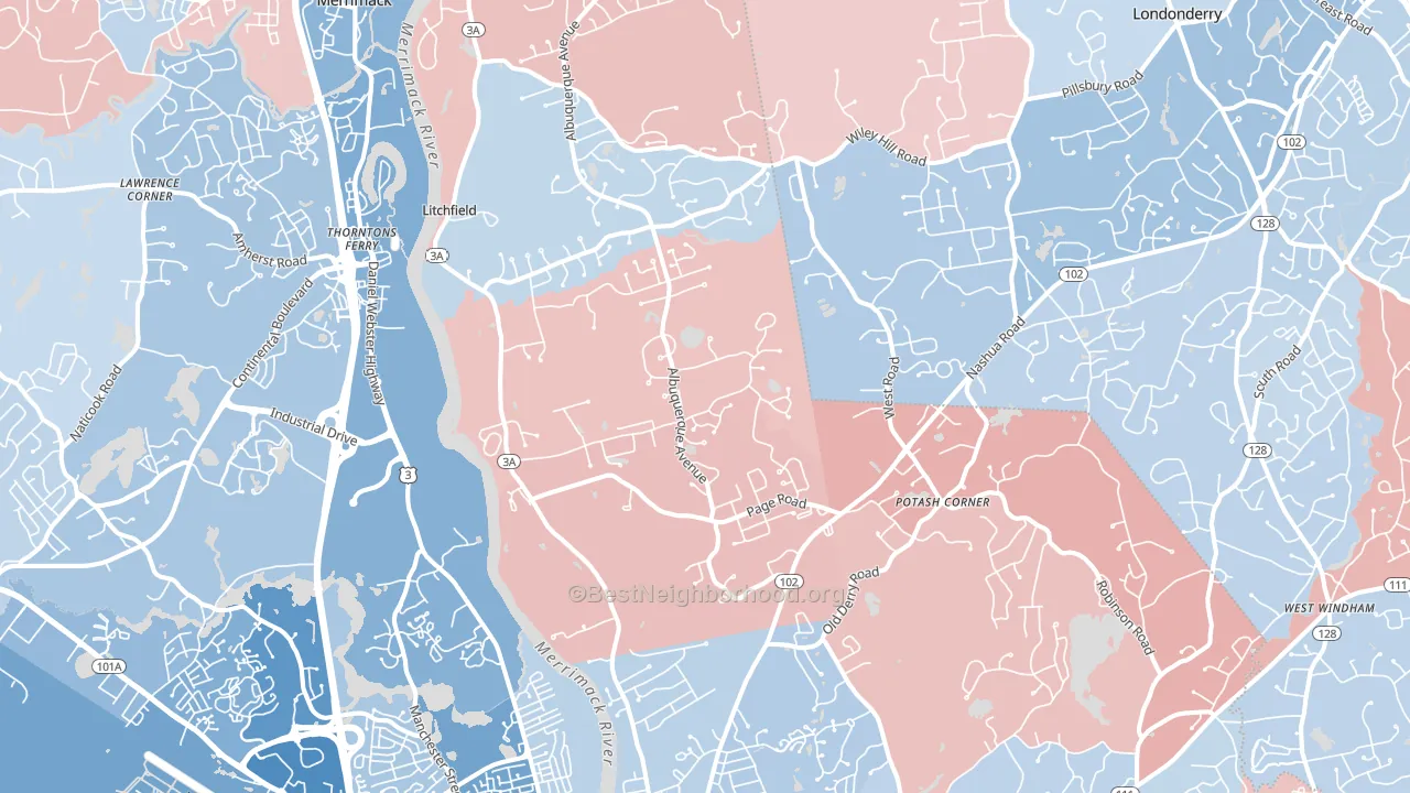 Litchfield, NH block-group political-lean map