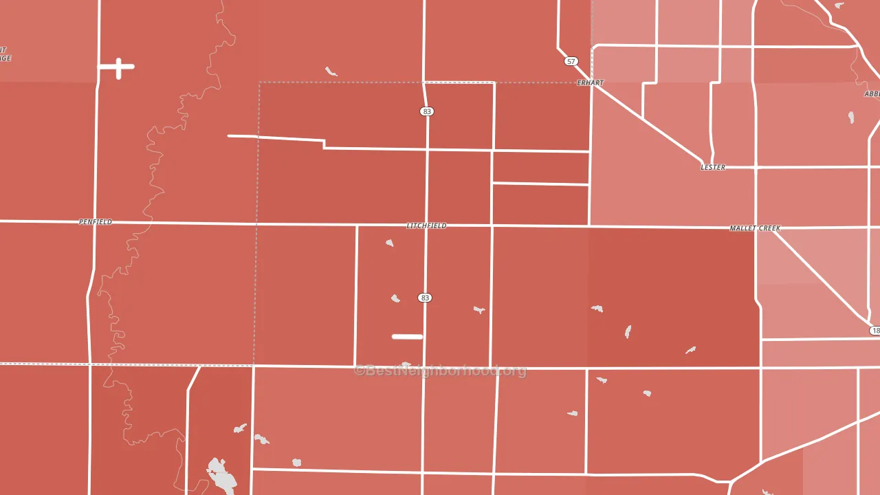 Litchfield, OH block-group political-lean map
