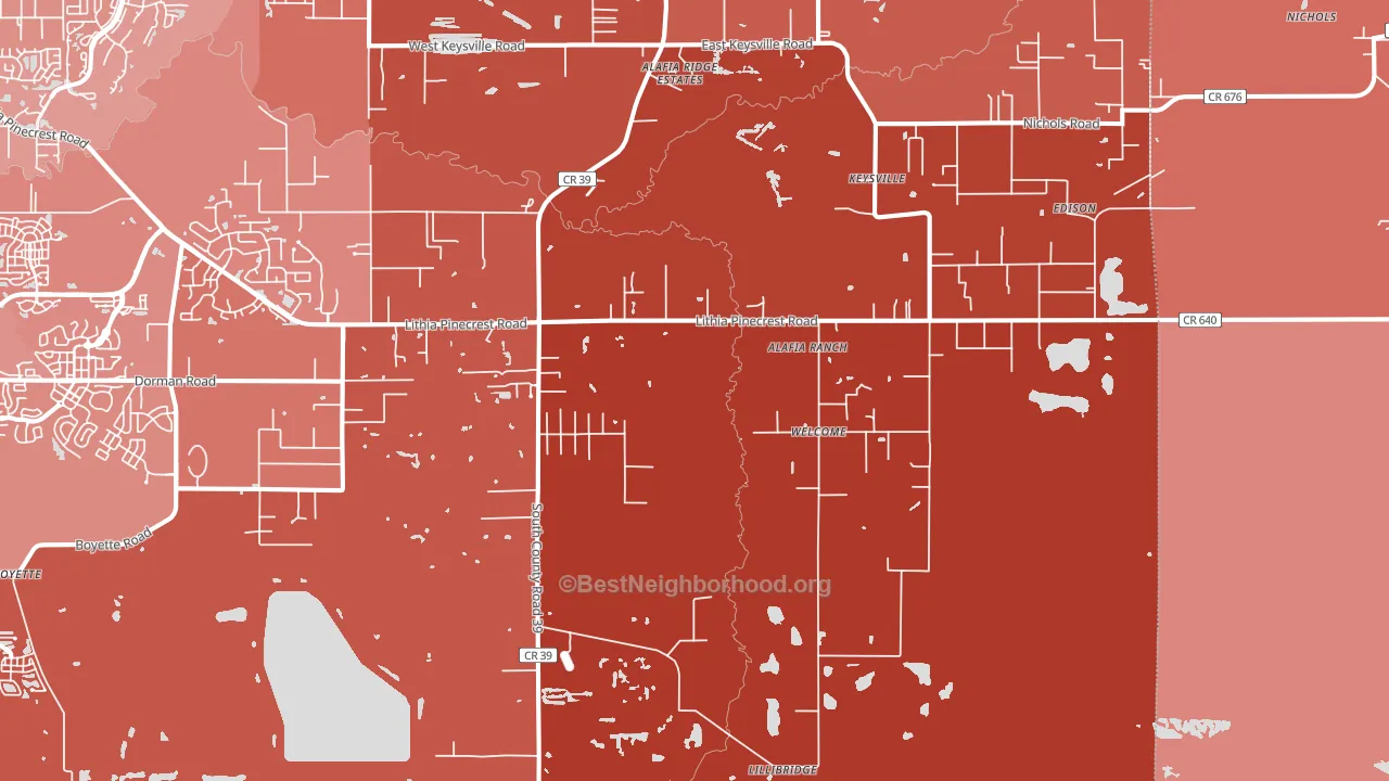 Lithia, FL block-group political-lean map