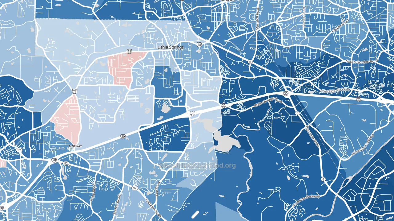 Lithia Springs, GA block-group political-lean map