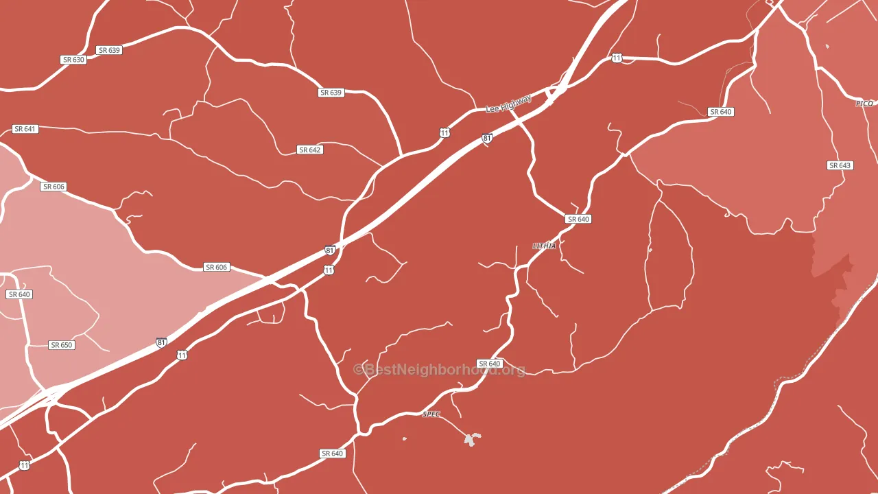 Lithia, VA block-group political-lean map