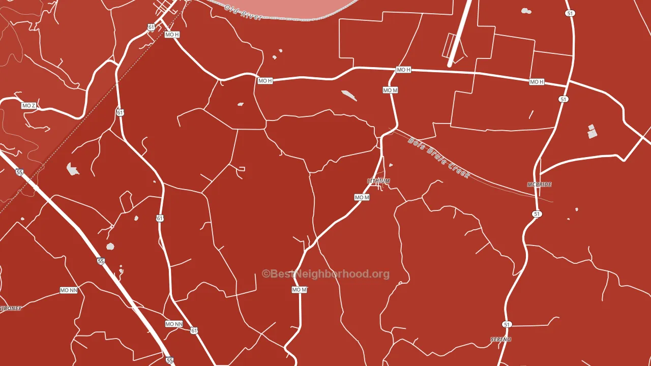 Lithium, MO block-group political-lean map