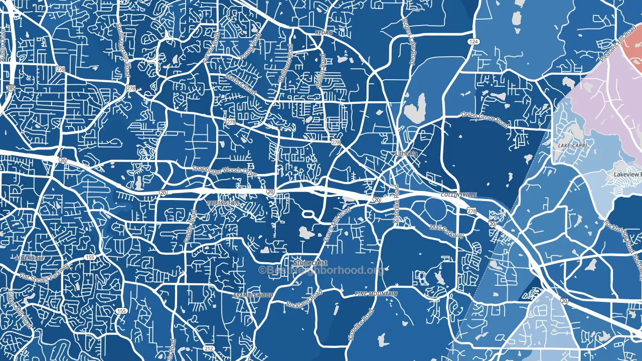 Lithonia, GA block-group political-lean map