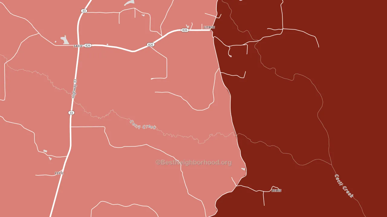 Litroe, LA block-group political-lean map
