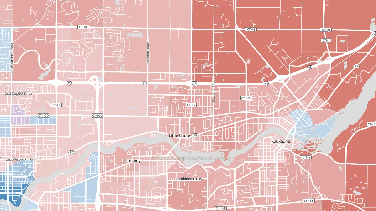 Little Chute, WI block-group political-lean map