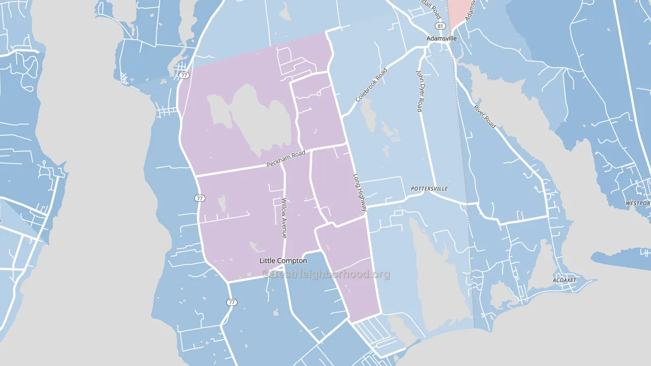 Little Compton, RI block-group political-lean map