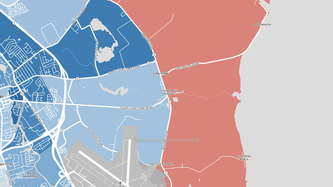 Little Creek, DE block-group political-lean map