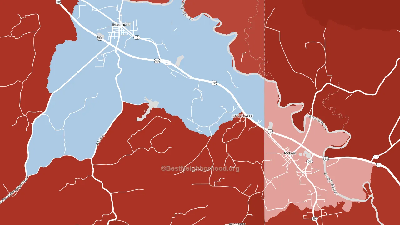 Little Creek, MS block-group political-lean map