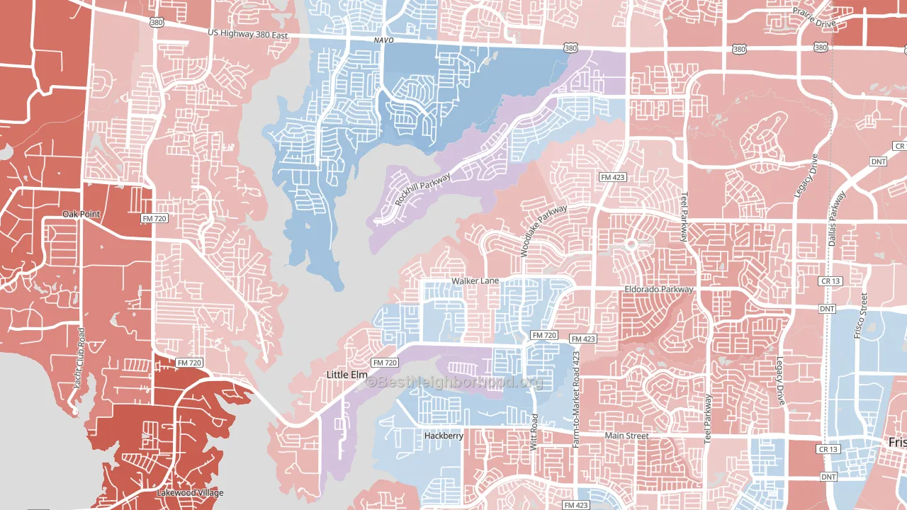 Little Elm, TX block-group political-lean map