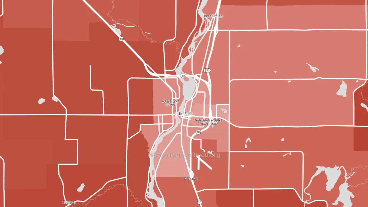 Little Falls, MN block-group political-lean map