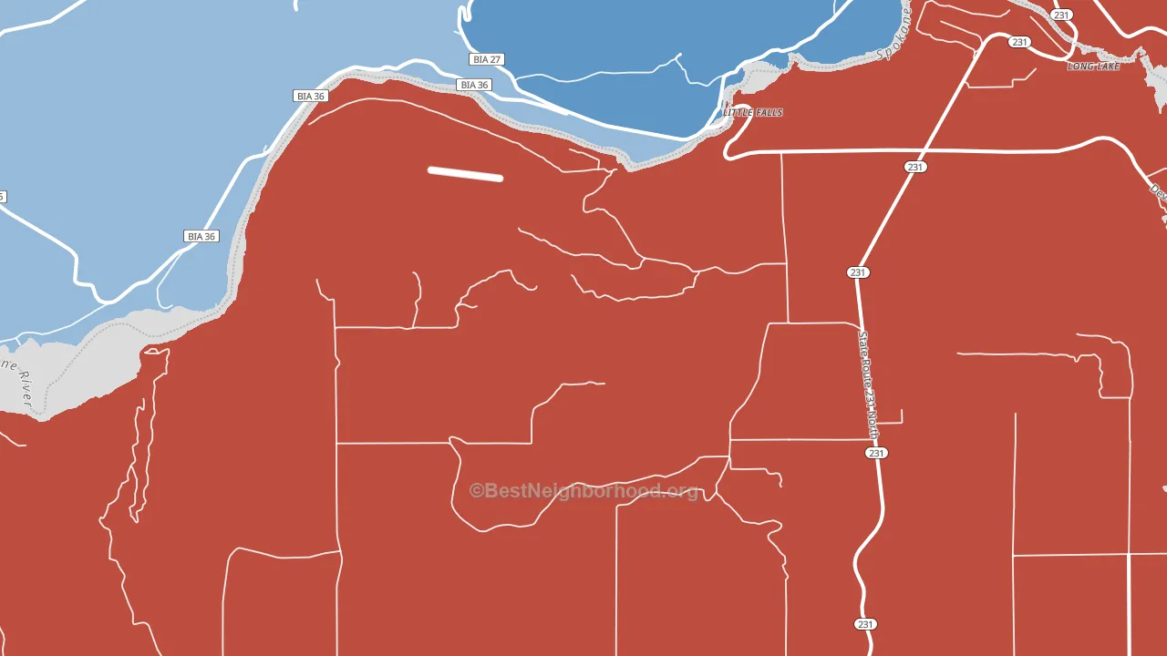 Little Falls, WA block-group political-lean map