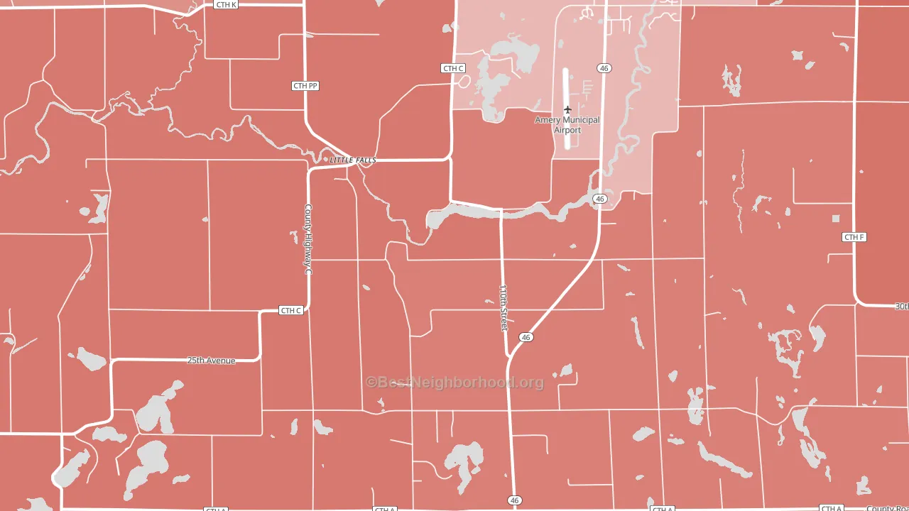 Little Falls, WI block-group political-lean map