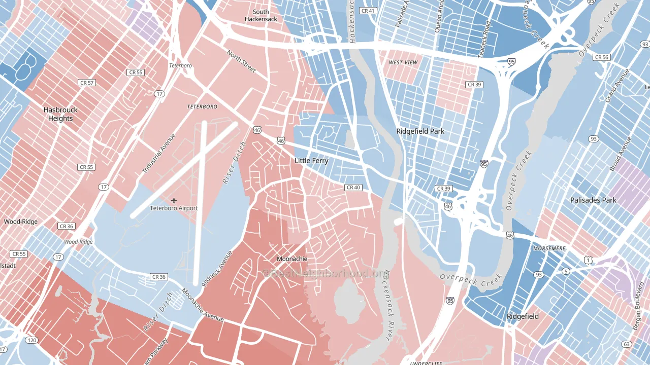 Little Ferry, NJ block-group political-lean map