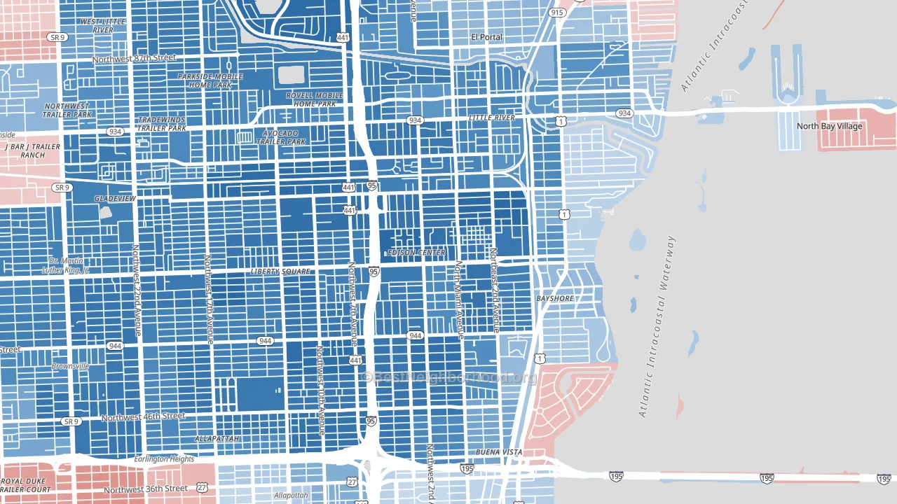 Little Haiti, Miami, FL block-group political-lean map