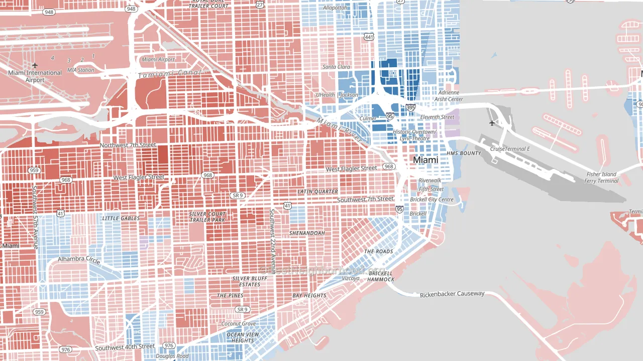 Little Havana, Miami, FL block-group political-lean map