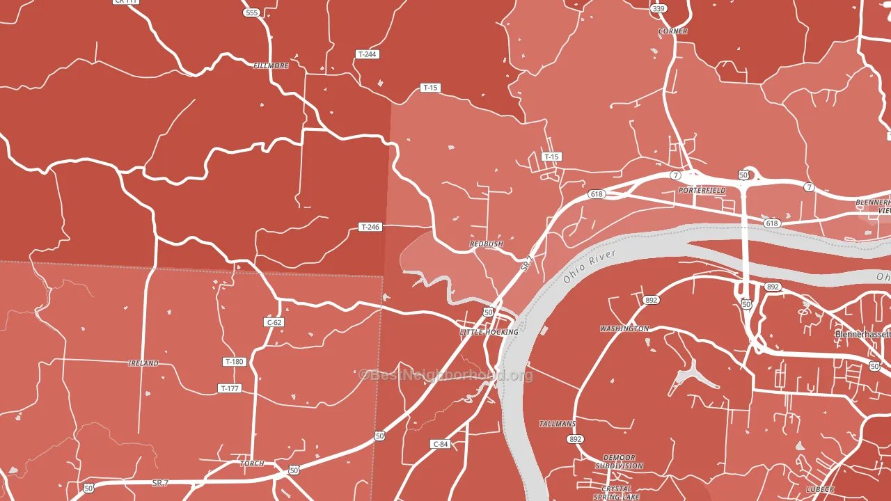 Little Hocking, OH block-group political-lean map