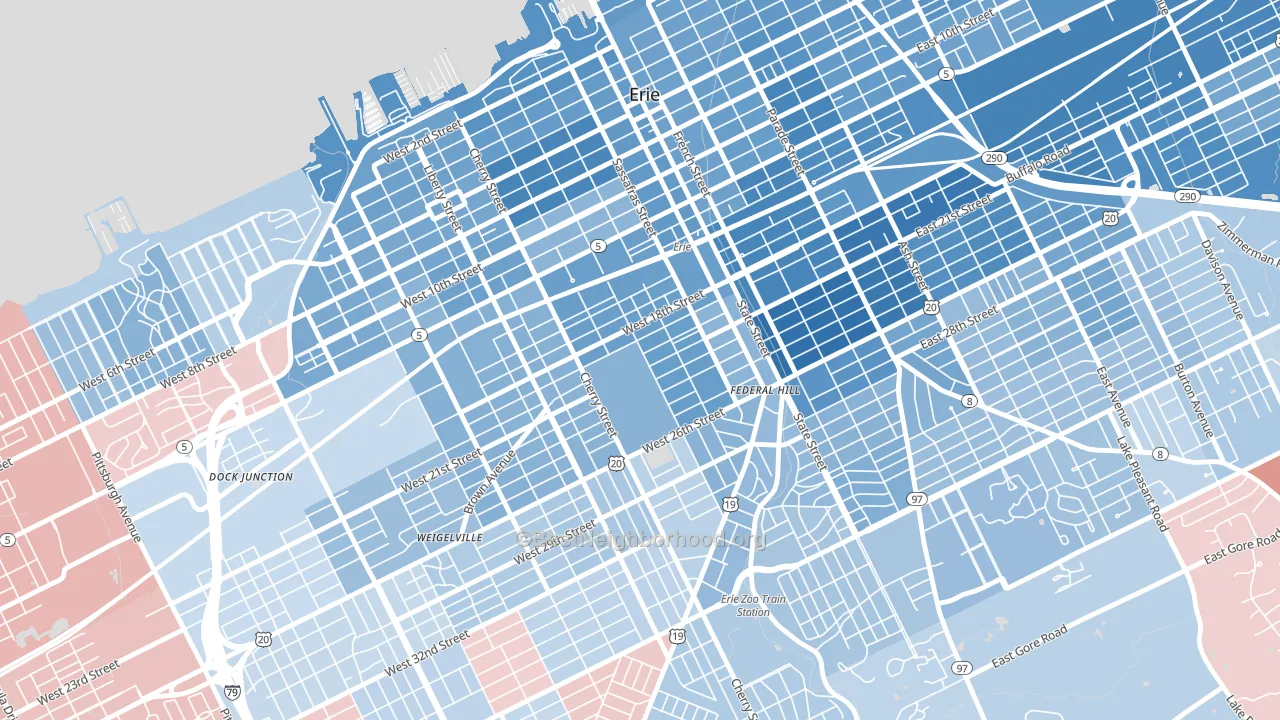 Little Italy, Erie, PA block-group political-lean map