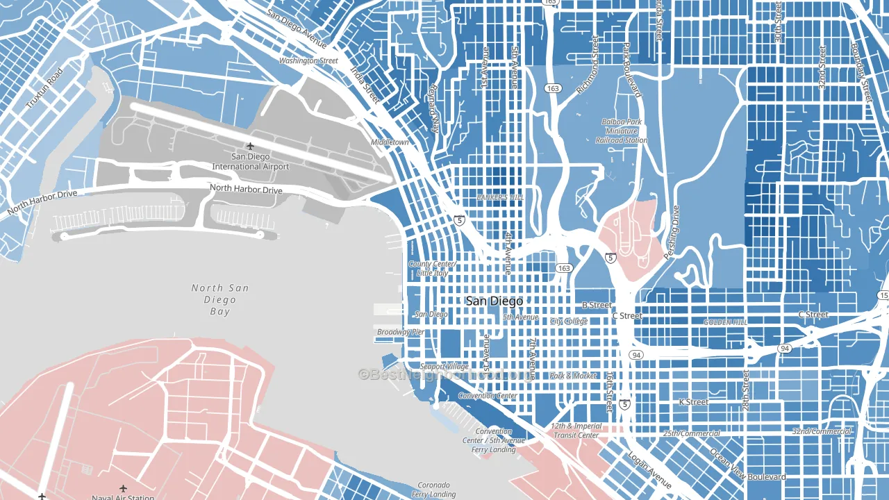 Little Italy, San Diego, CA block-group political-lean map