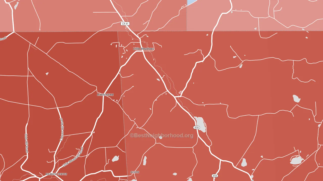 Little Meadows, PA block-group political-lean map