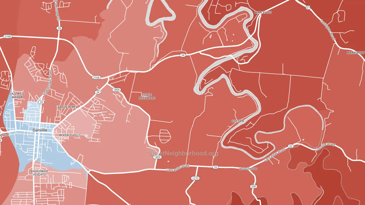 Little Needmore, KY block-group political-lean map