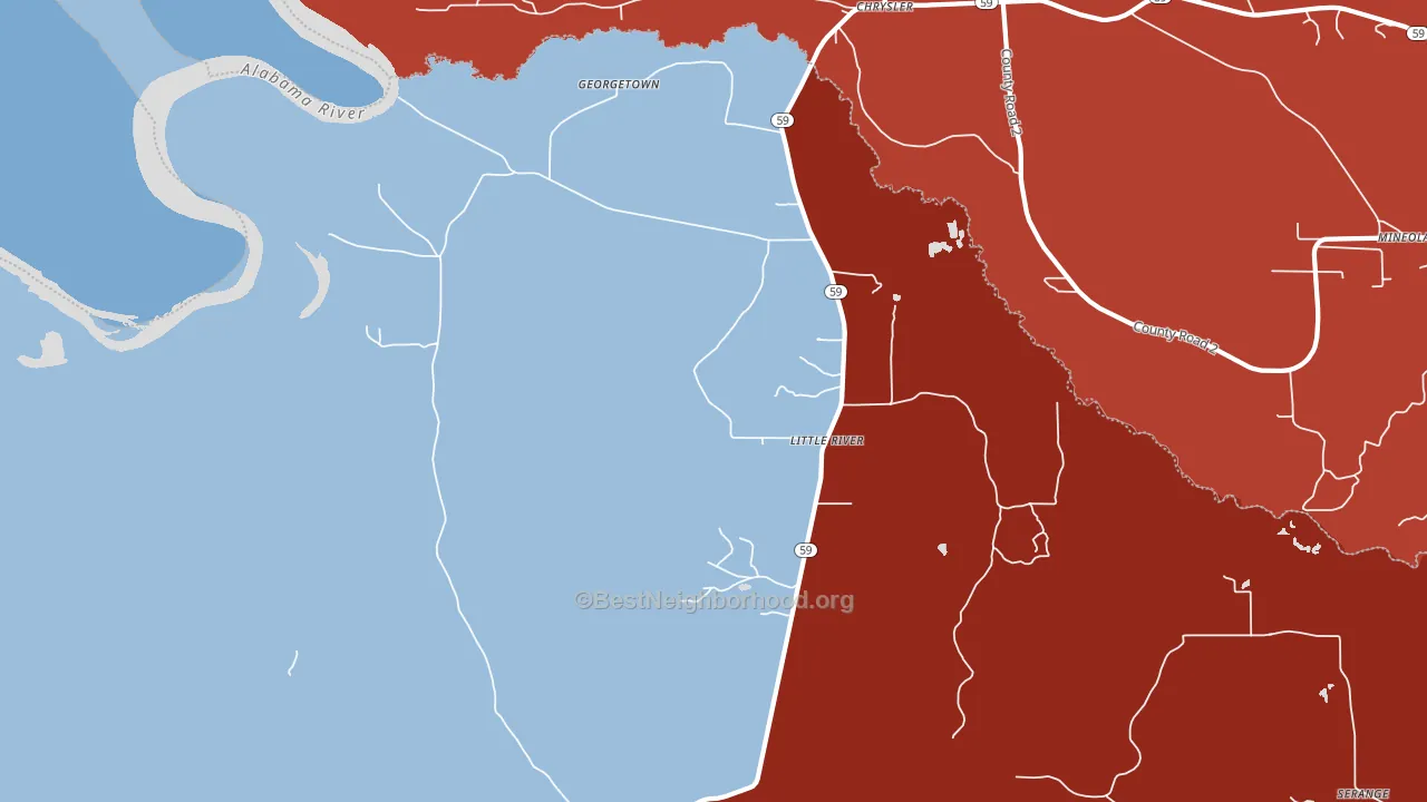 Little River, AL block-group political-lean map