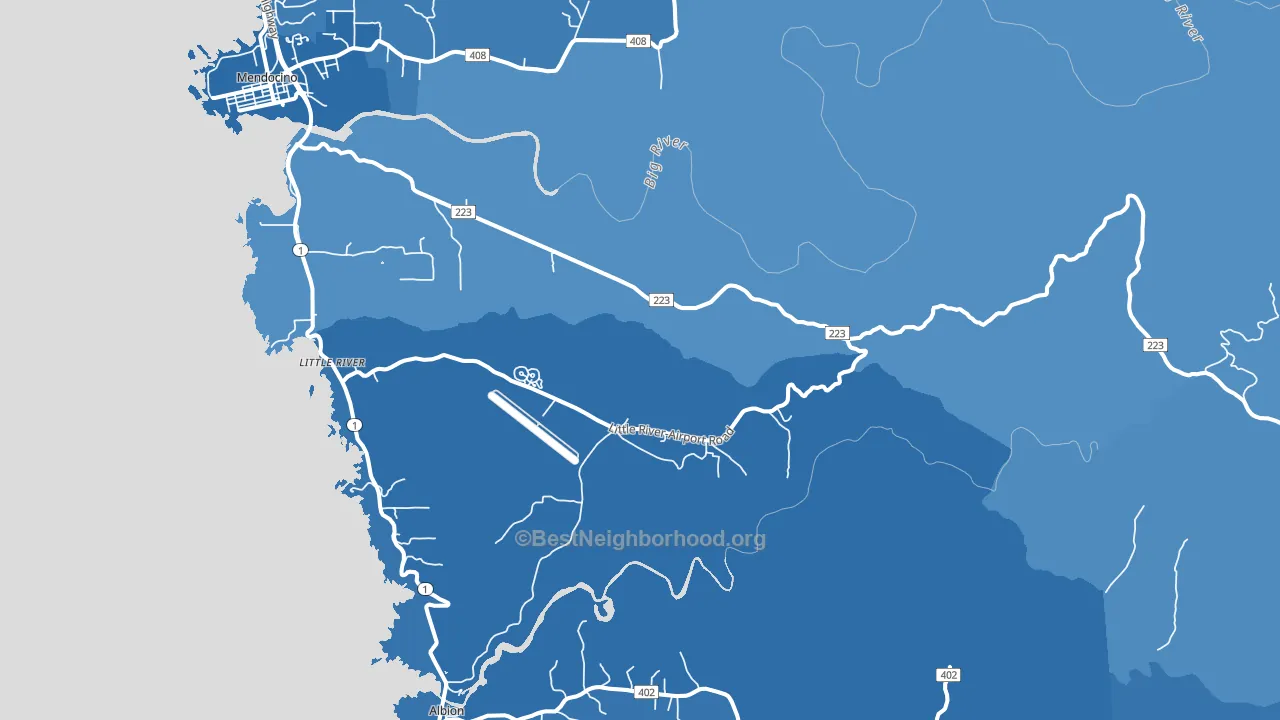 Little River, CA block-group political-lean map
