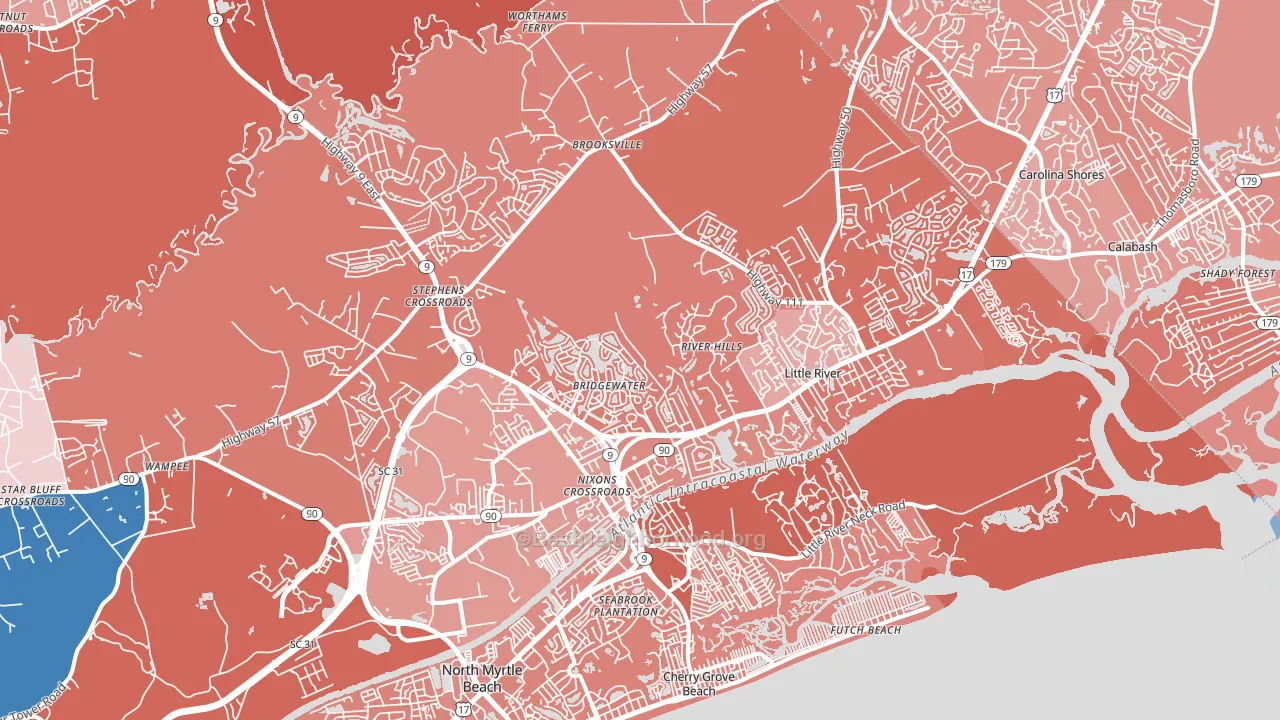 Little River, SC block-group political-lean map