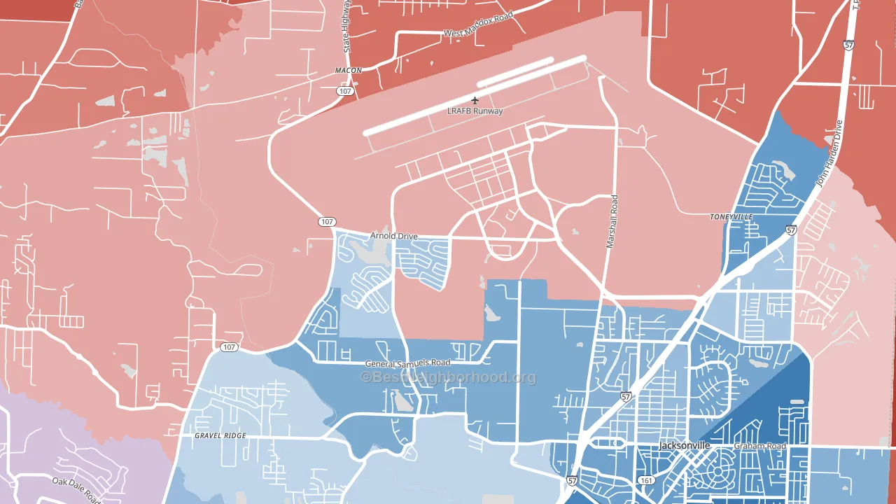 Little Rock Air Force Base, AR block-group political-lean map