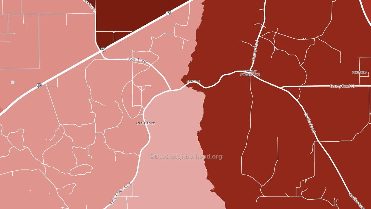 Little Rock, AL block-group political-lean map