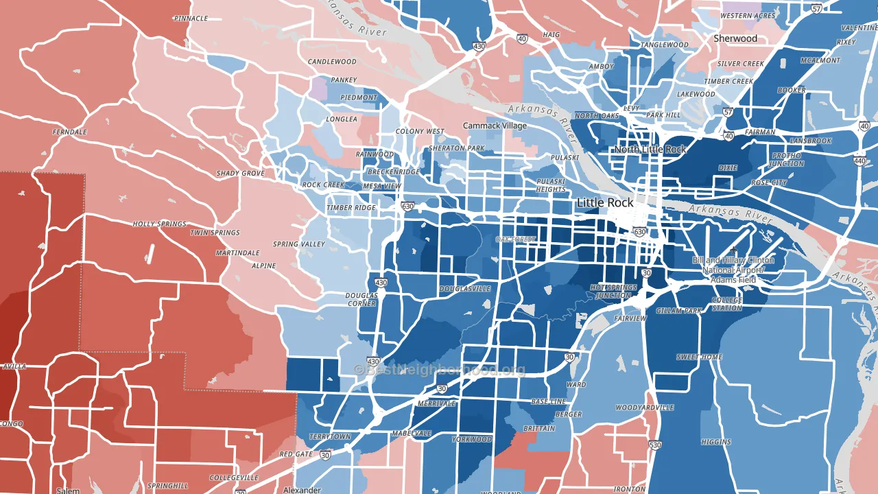 Little Rock, AR block-group political-lean map