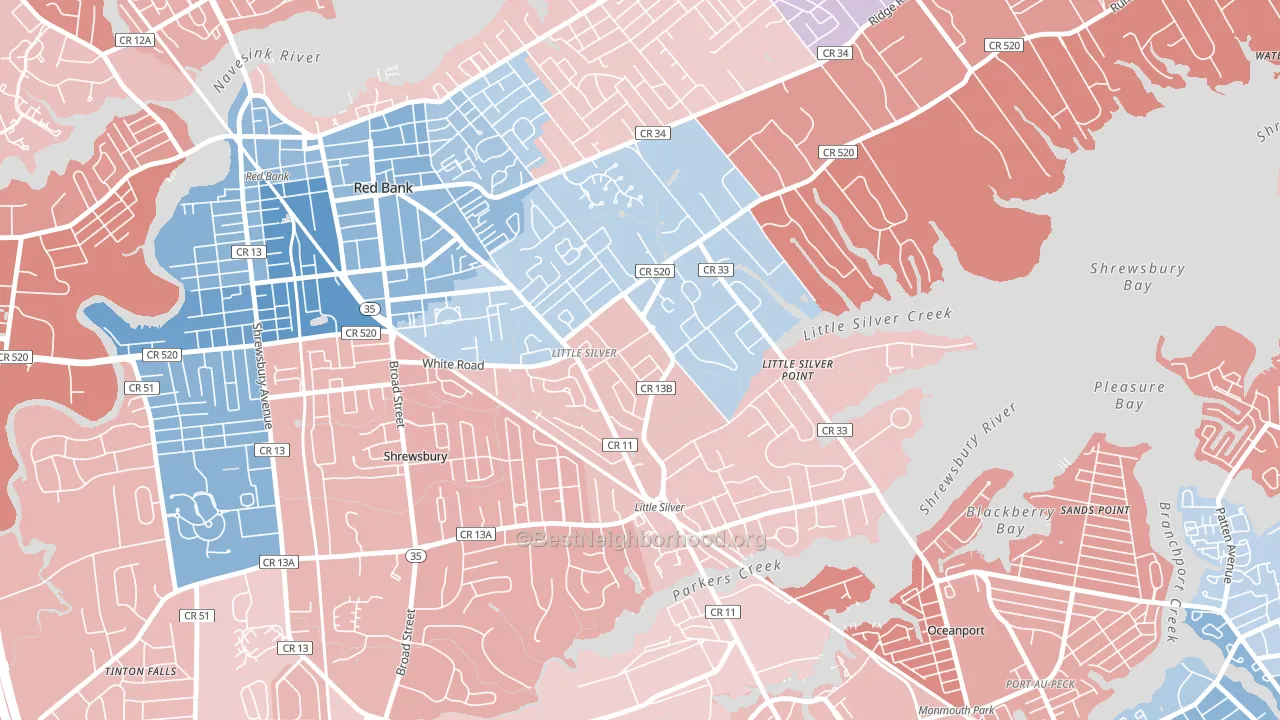 Little Silver, NJ block-group political-lean map
