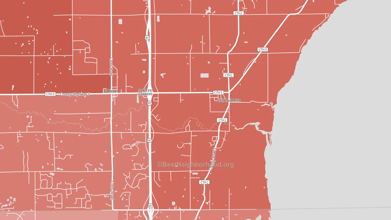 Little Suamico, WI block-group political-lean map