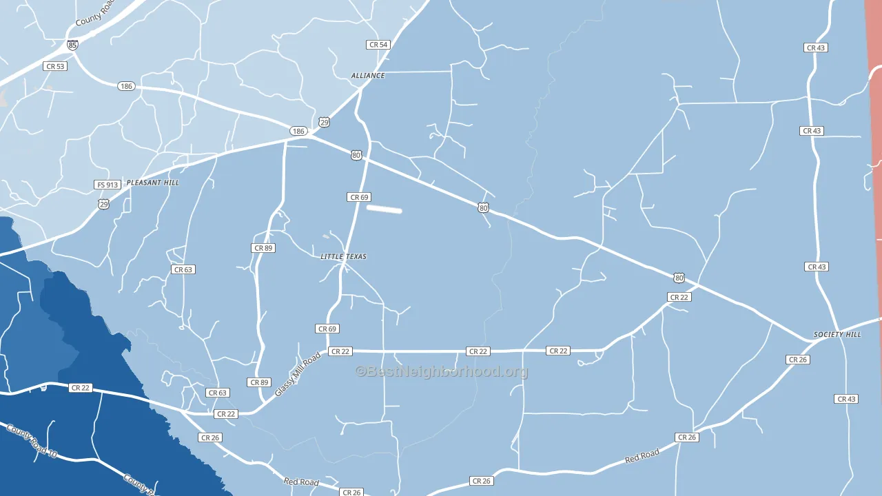 Little Texas, AL block-group political-lean map