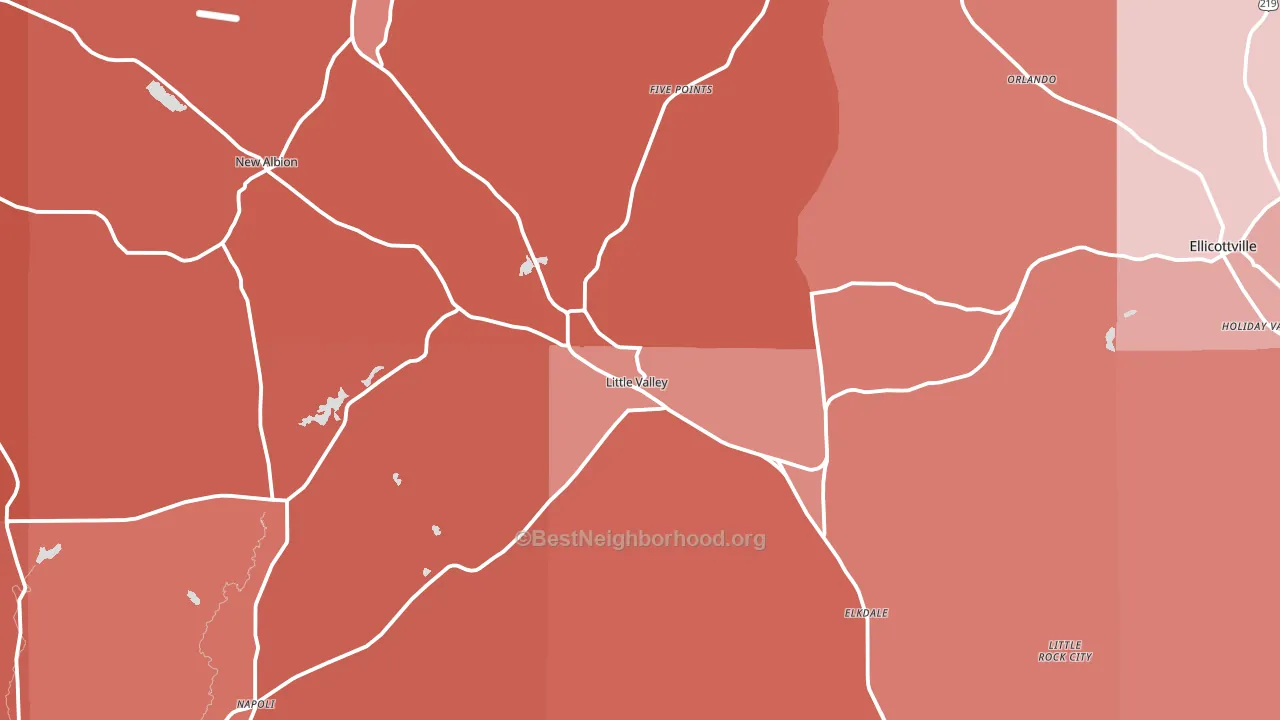 Little Valley, NY block-group political-lean map