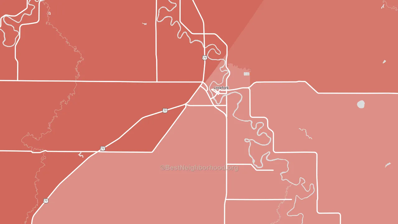 Littlefork, MN block-group political-lean map