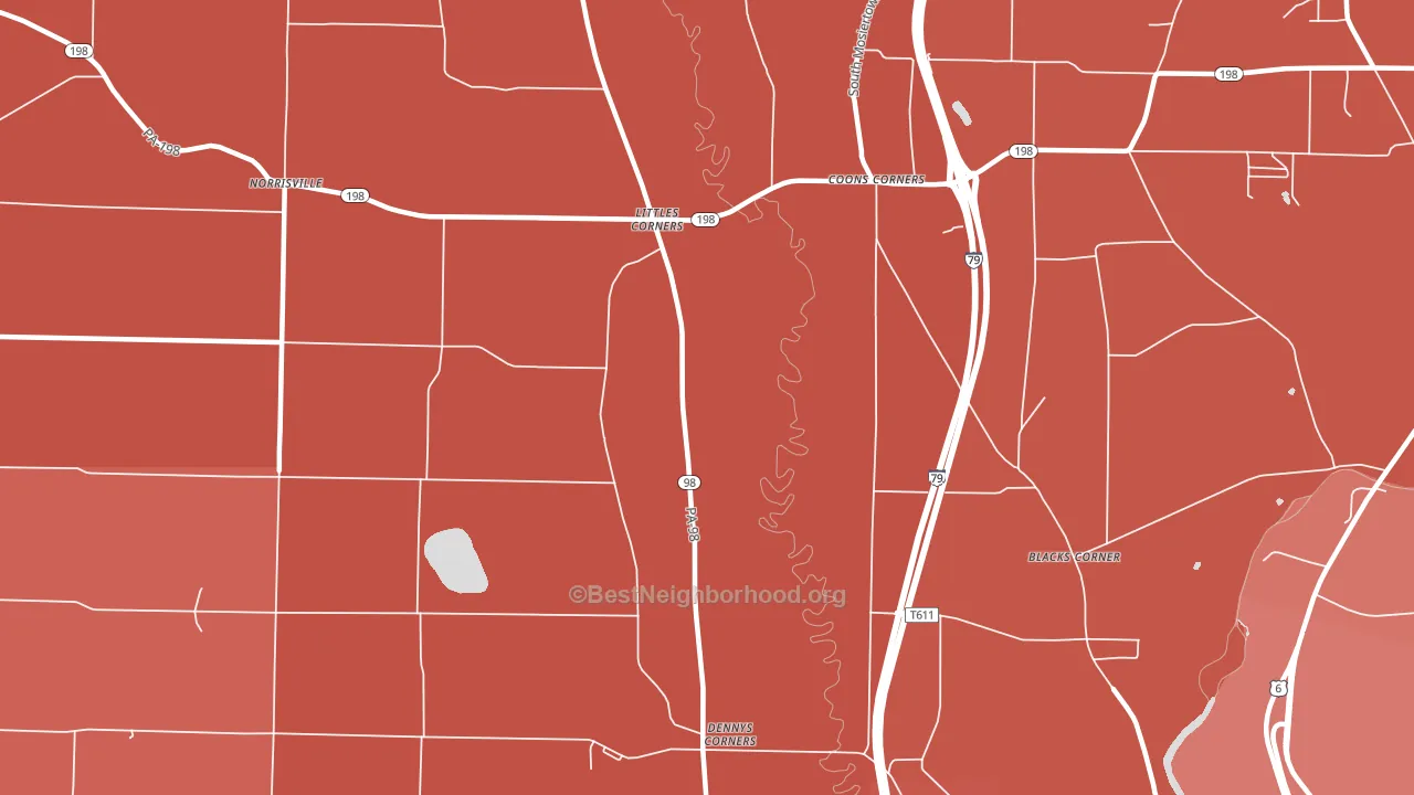 Littles Corners, PA block-group political-lean map