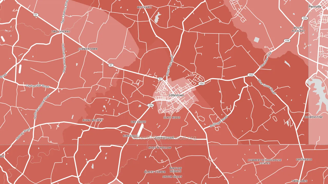 Littlestown, PA block-group political-lean map