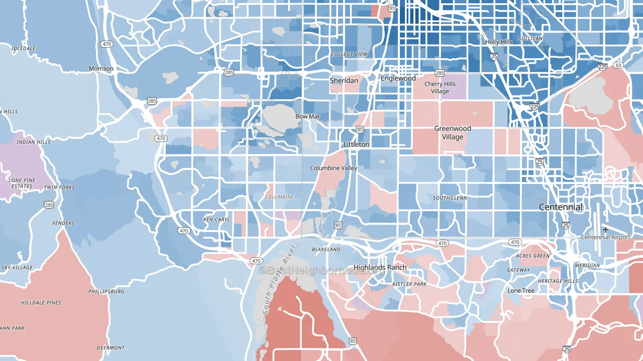 Littleton, CO block-group political-lean map
