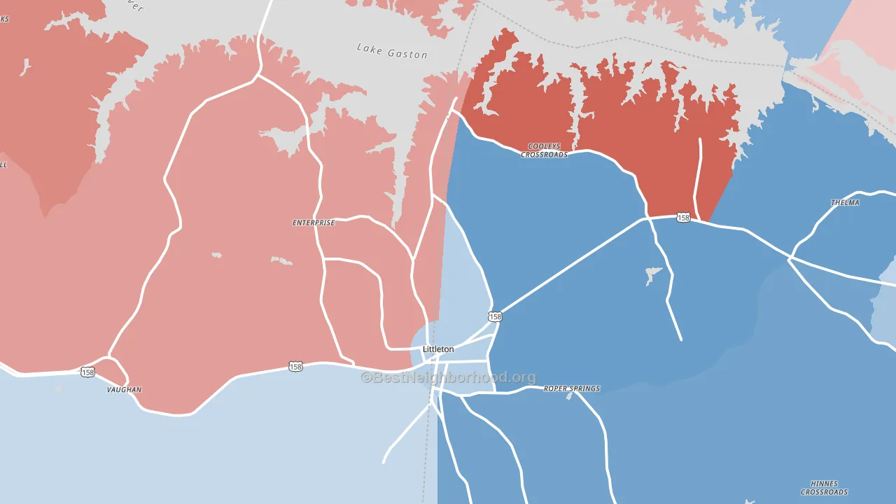 Littleton, NC block-group political-lean map