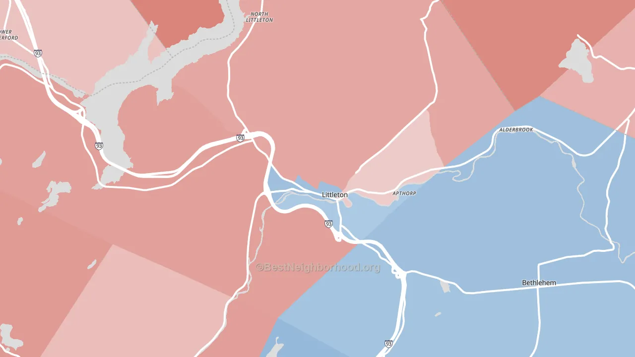Littleton, NH block-group political-lean map