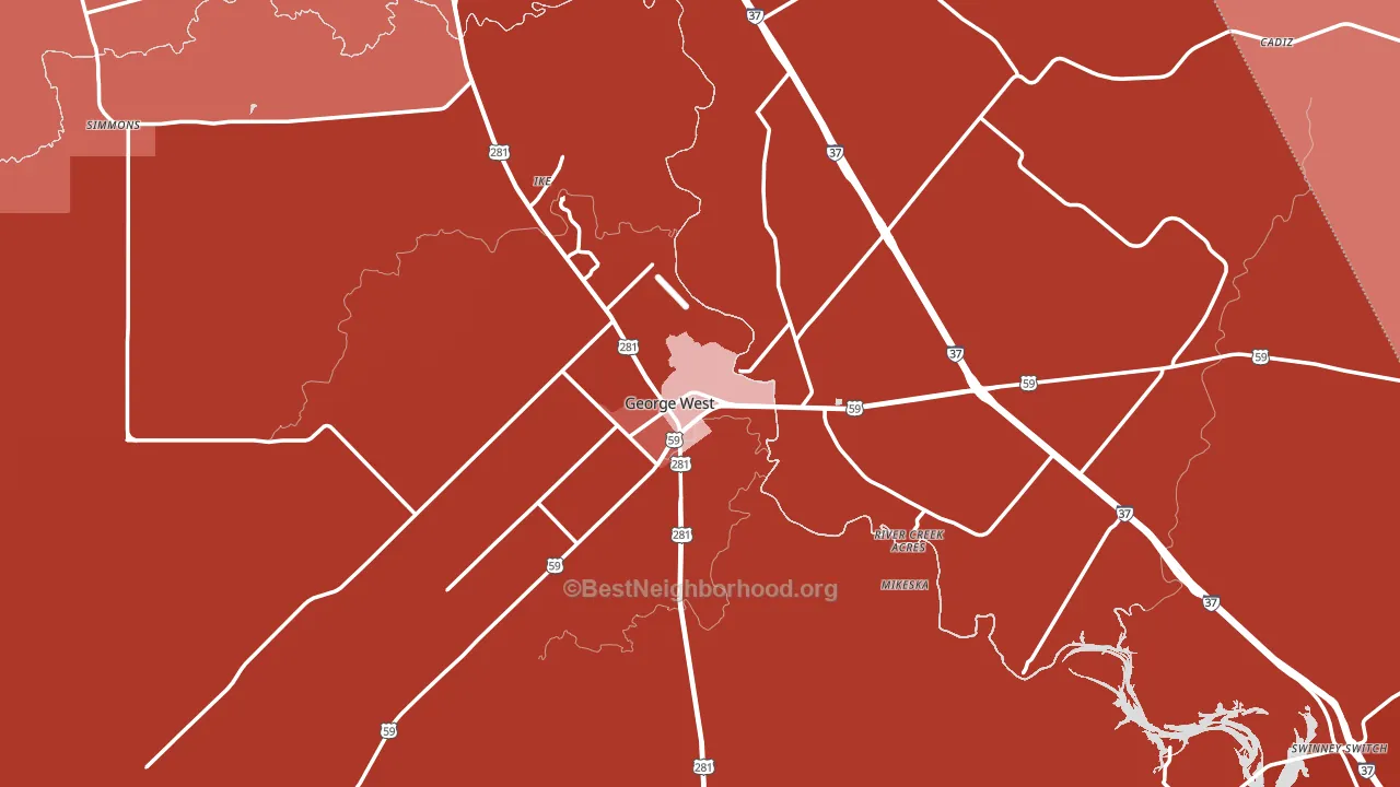 Live Oak County, TX block-group political-lean map