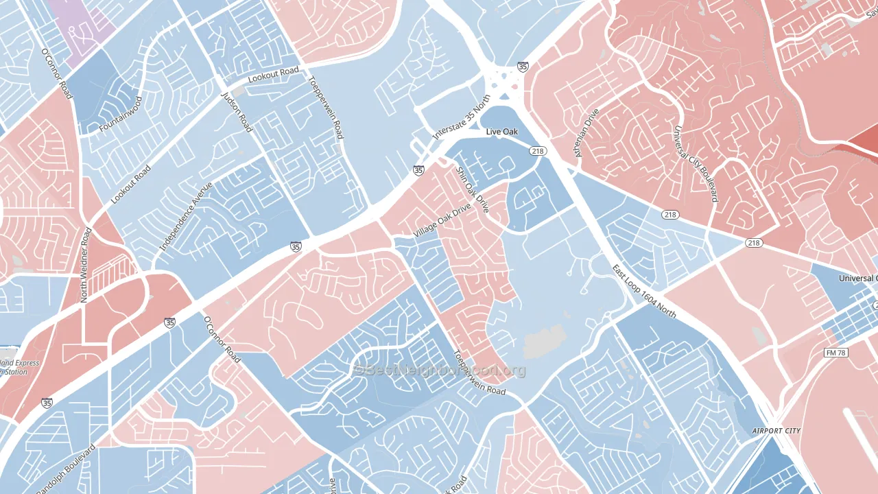 Live Oak, TX block-group political-lean map