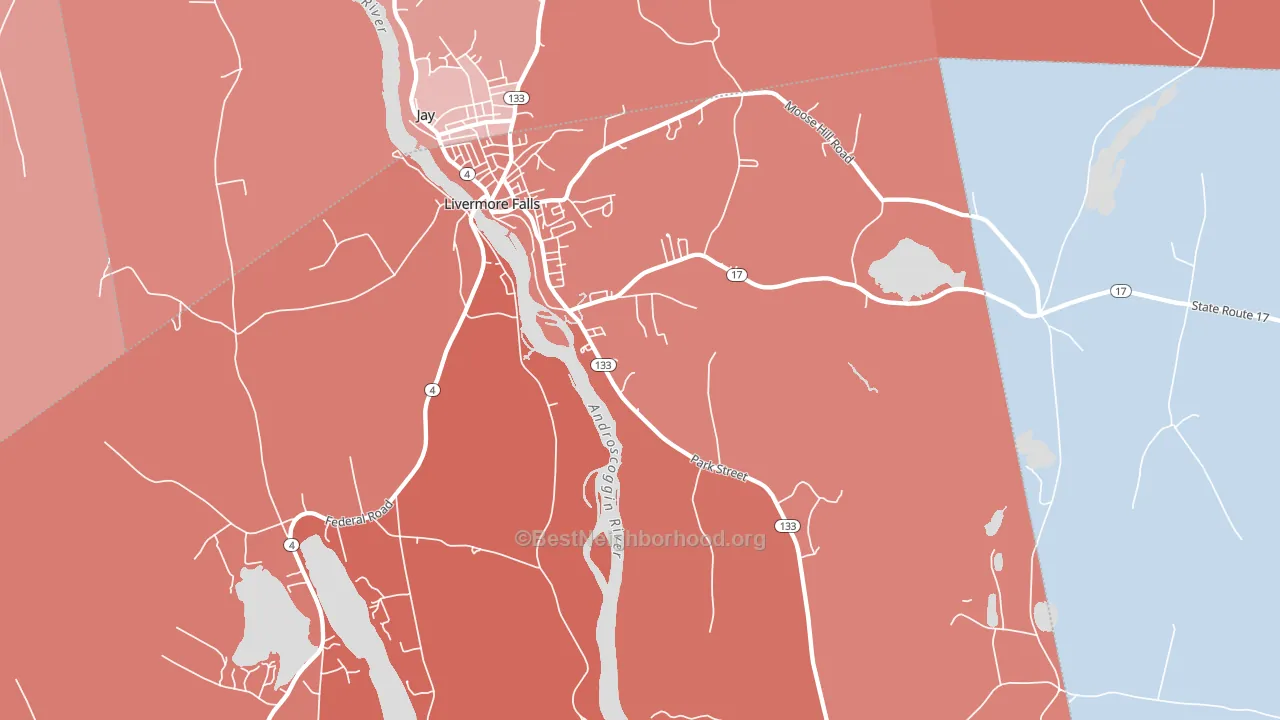 Livermore Falls, ME block-group political-lean map