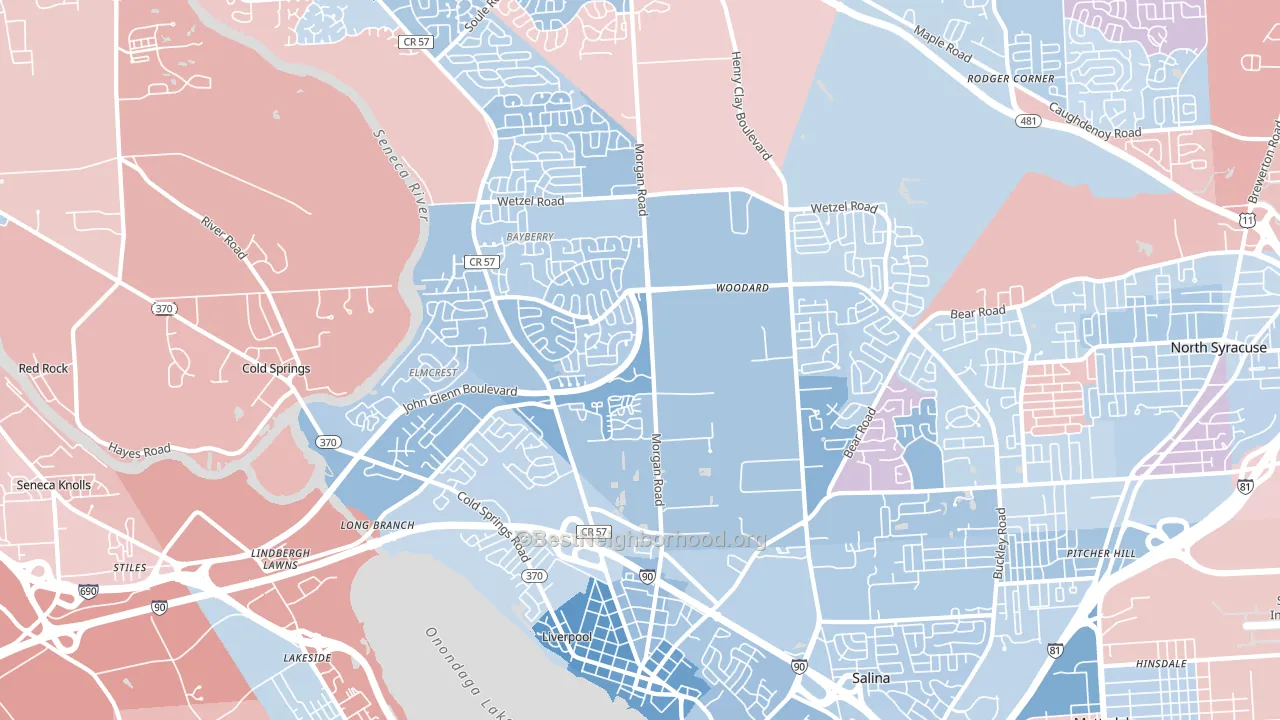 Liverpool, NY block-group political-lean map