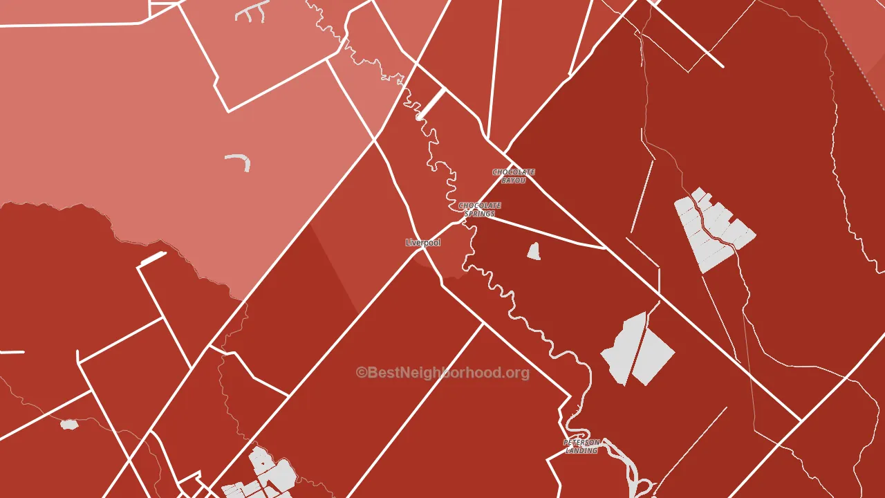 Liverpool, TX block-group political-lean map