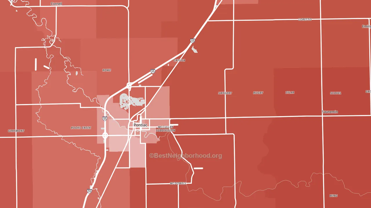 Livingston County, IL block-group political-lean map